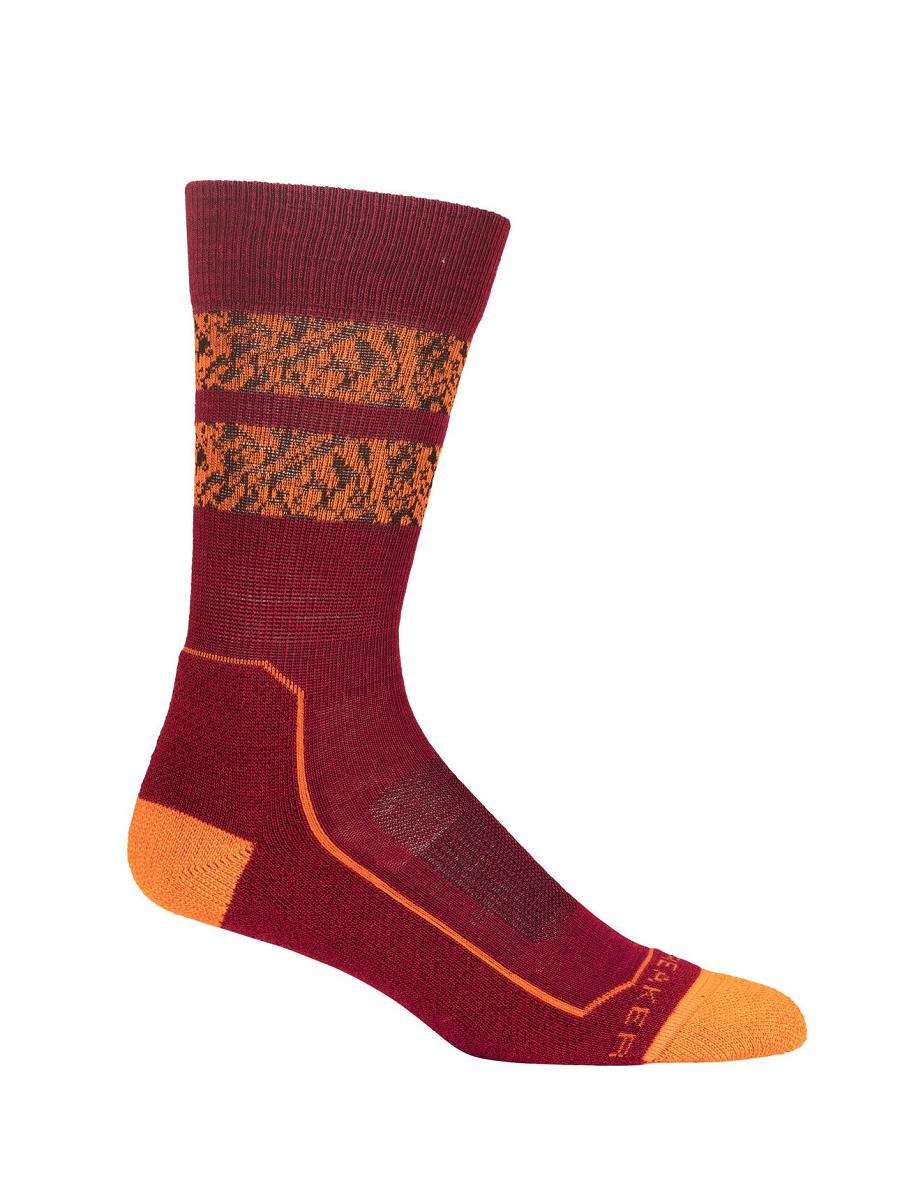 Cherry / Flash Women's Icebreaker Merino Hike+ Light Crew Natural Summit Socks | USA 1403JPQJ